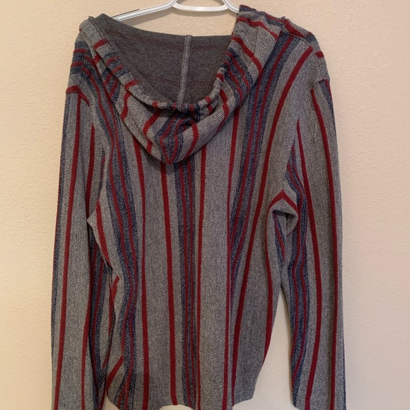 Lucky Brand Men’s Striped Baja hoodie, size medium, red, gray, navy blue, medium - Picture 2 of 3